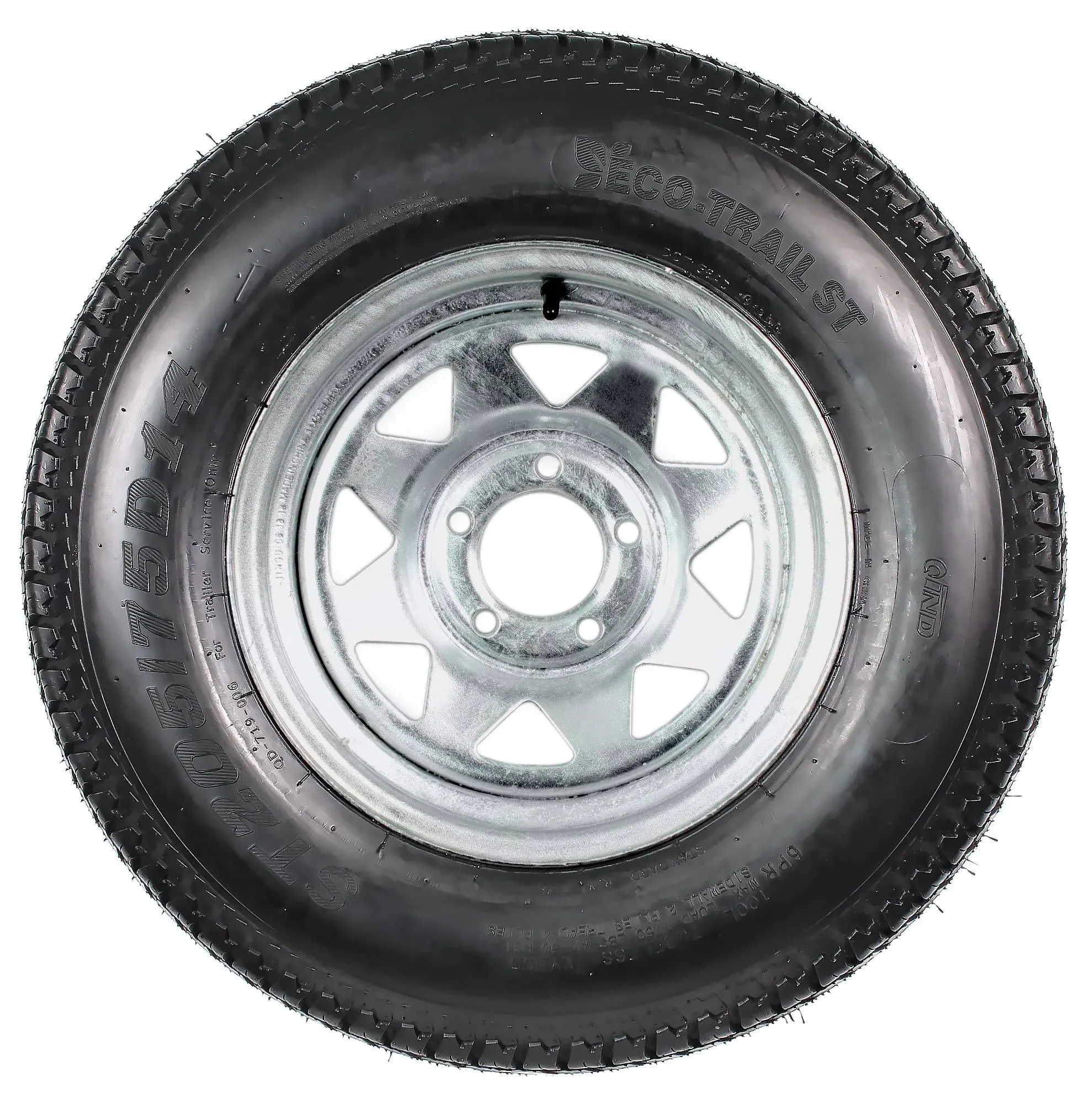 Trailer Tire Rim ST205/75D14 14 in. Load C 5 Lug Galvanized Spoke Wheel