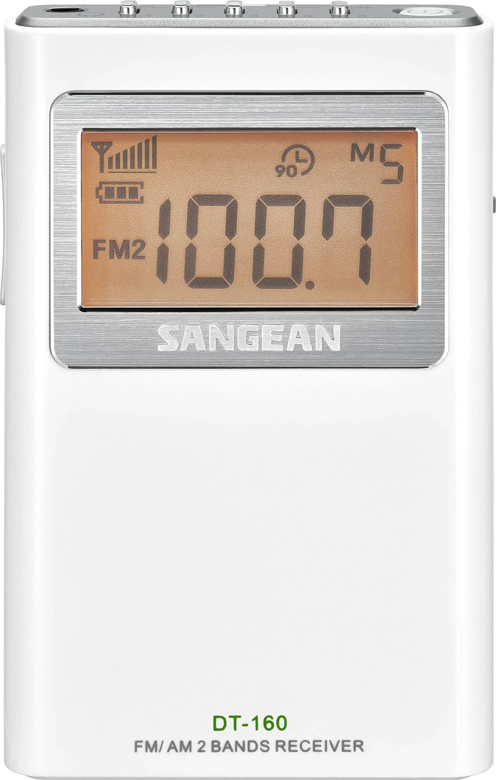 Sangean FM/AM Stereo Pocket Radio Adjustable Tuning LCD Screen Built-in Clock