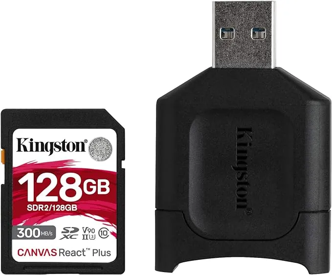 Kingston 128G SDXC Canvas React Plus 300MB/s Read UHS-II, C10, U3, V90 Memory-Card (MLPR2/128GB)