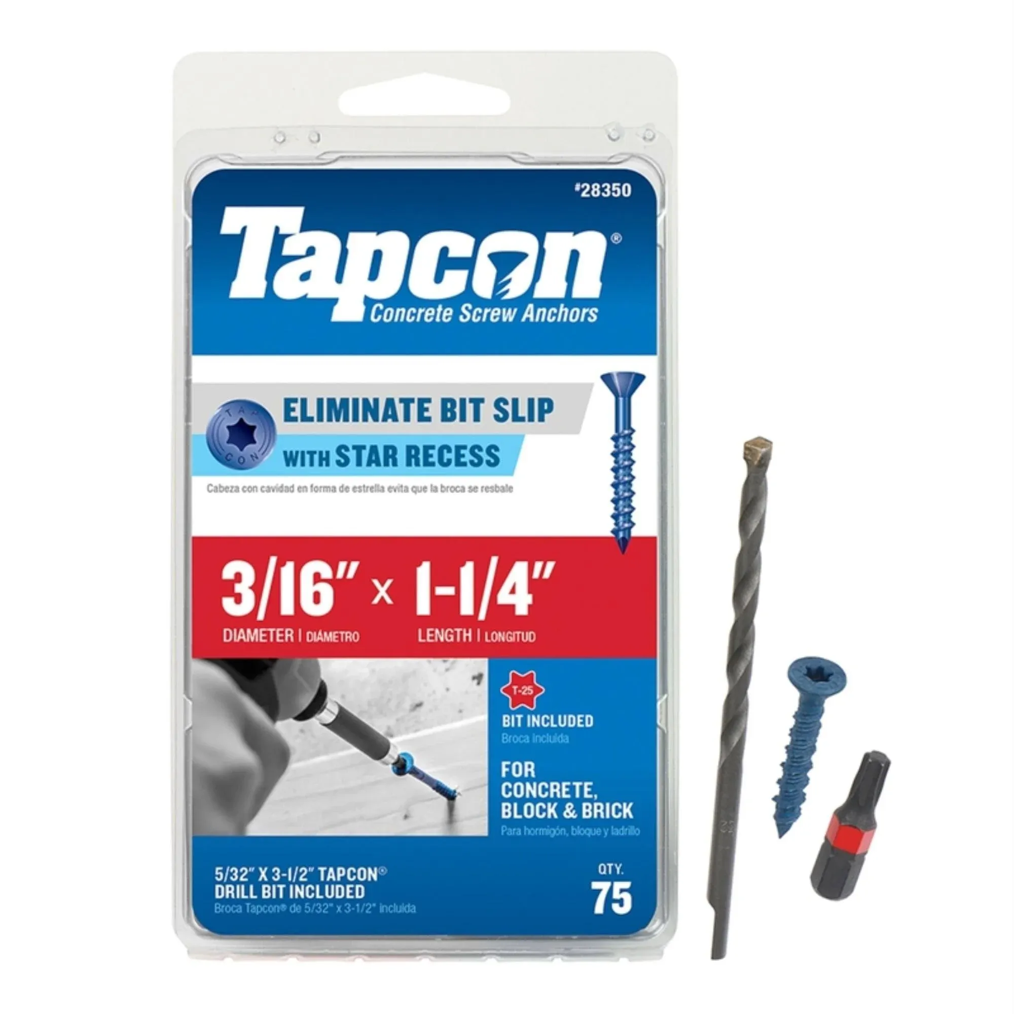 Tapcon 28355 SCREW MASONRY PH 3/16X1-3/4 Climaseal - pack of 75