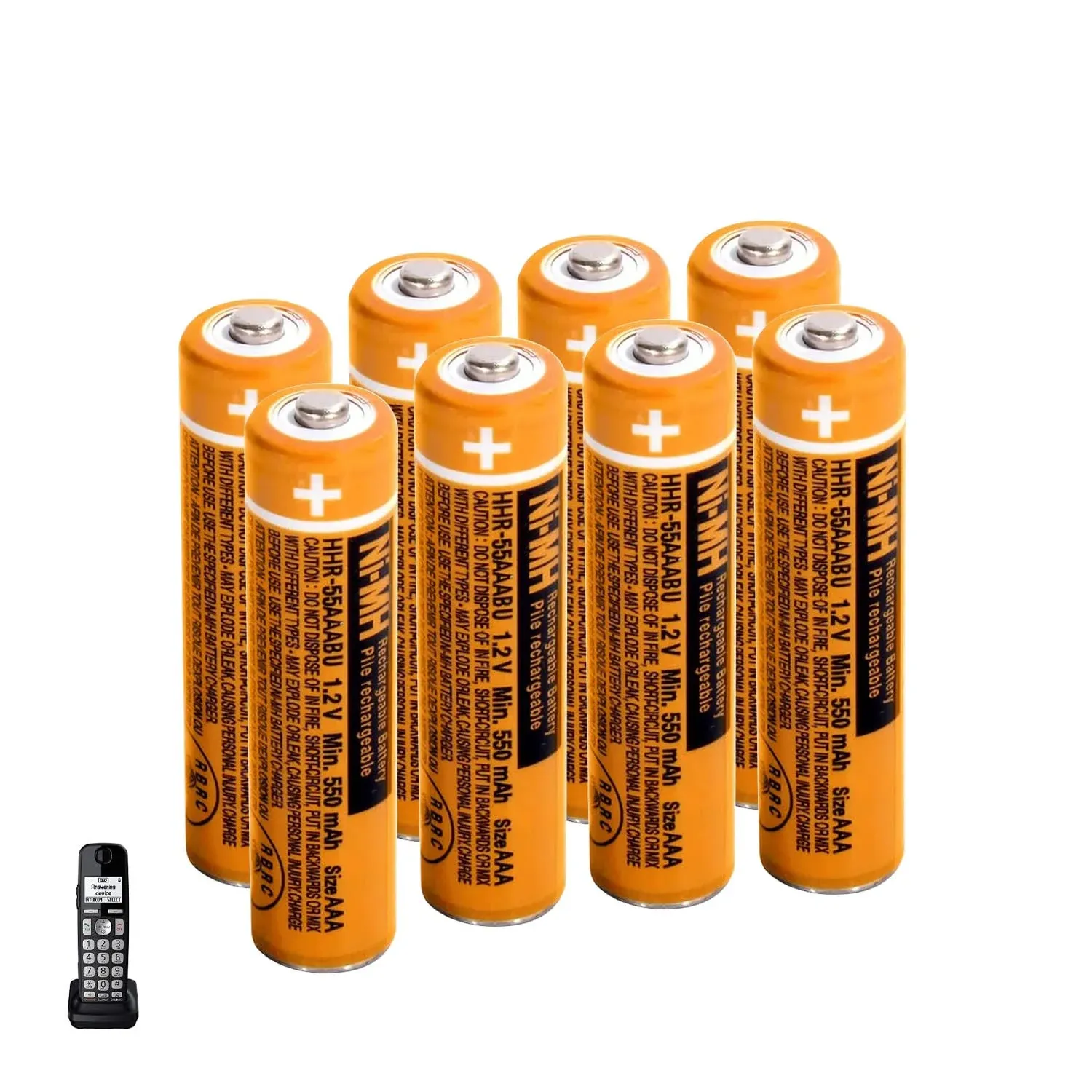 4pcs Ni-MH AAA Rechargeable Battery, 1.2V 550mAh Battery for Panasonic Cordless Phone, HHR-55AAABU Replacement Battery