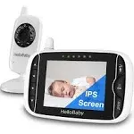 Video Baby Monitor with Camera and Audio, 3.2Inch LCD Display, Infrared Night Vision, Two-Way Audio and Room Temperature Monitoring,Lullaby,Sound Activated Screen