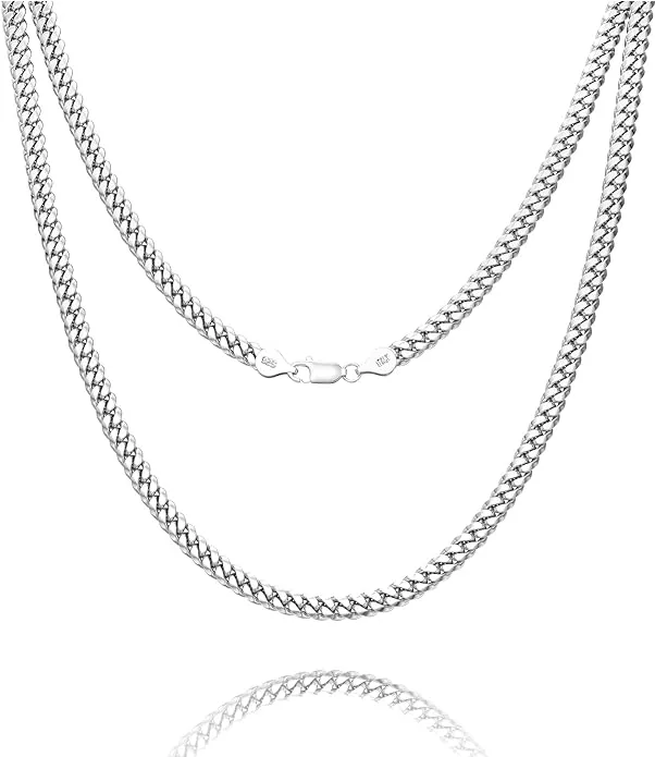 Waitsoul 925 Sterling Silver Cuban Chain Lobster Clasp 3mm 4mm 5mm 18K Gold/Silver Cuban Link Curb Chain Necklace for Women Men Diamond Cut 16-30 Inches