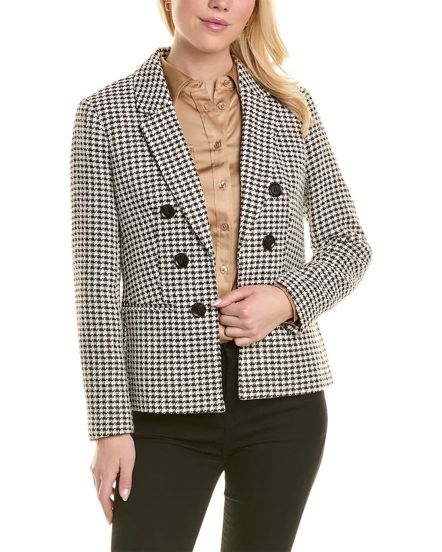 Women's Tweed Faux Double-breasted Blazer In Brown