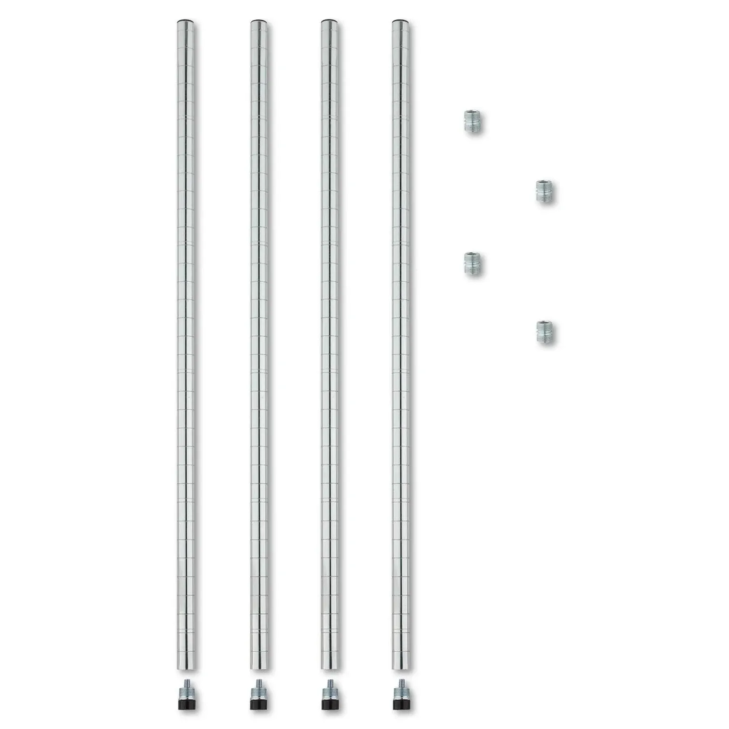 Alera Stackable Posts for Wire Shelving, 36" high, Silver, 4/Pack