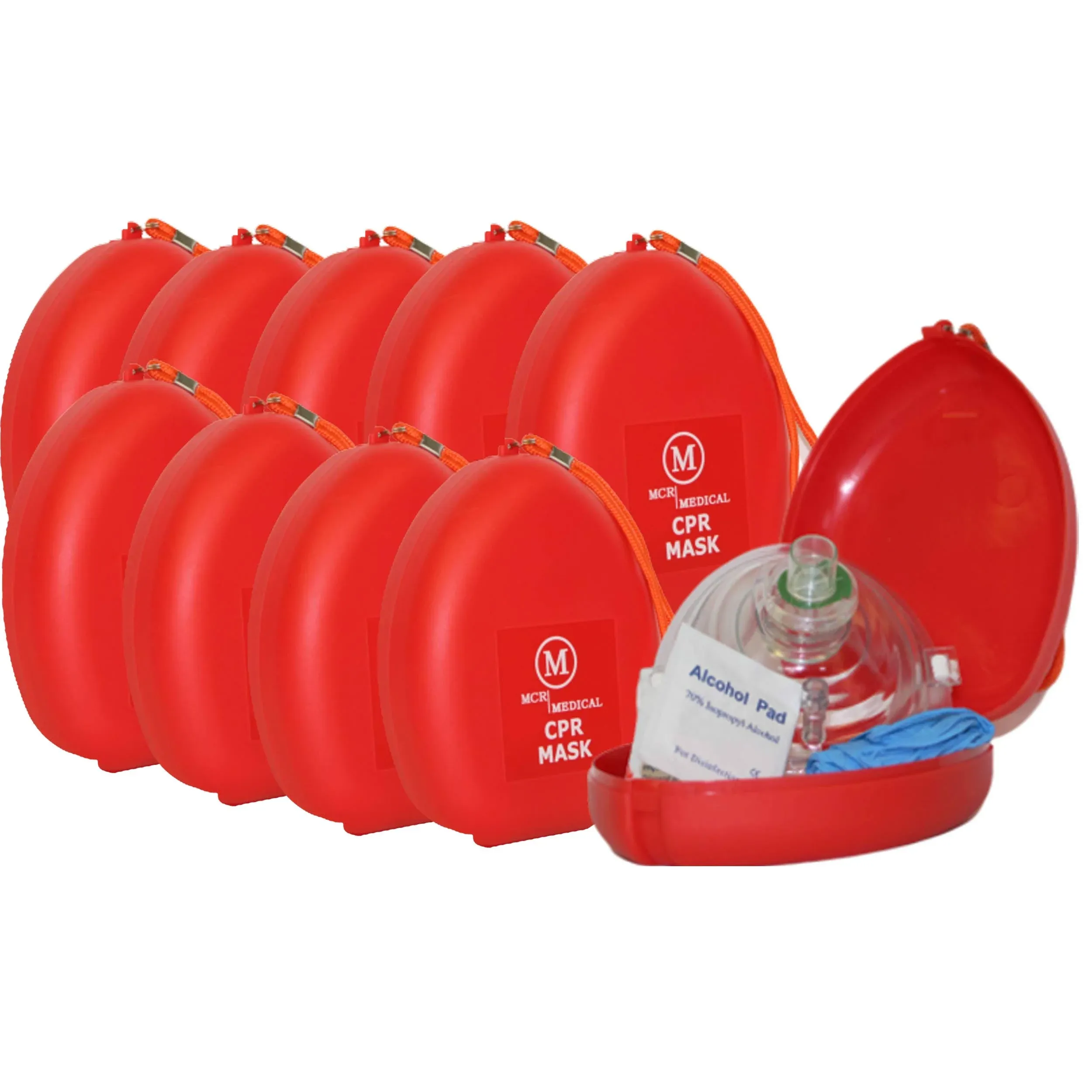 CPR Rescue Mask, Adult/Child, Hard Case w Wrist Strap, MCR