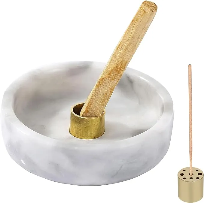 Palo Santo Holder, Natural Marble Incense Burner for Palo Santo Sticks, Handm...