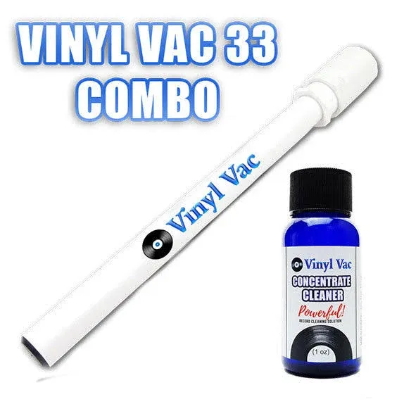 33 Combo Record Cleaning Kit Vinyl Vac 33 with Vinyl Vac Concentrate Cleaner (1 oz) w/NO Alcohol - Safe for Your Records! Vinyl Record Cleaner Kit Attaches to Your Wet/Dry vac