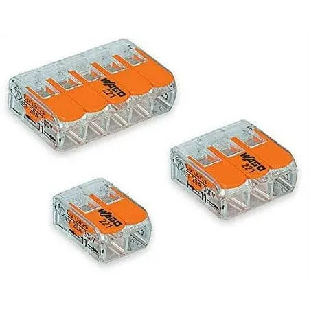 Wago 2 Port (5) 3 Port (5) 5 Port (5) 221 Splicing Connector, Lever-Nut Assortment Pocket Pack for All Wire 12-24 AWG