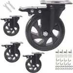 5 inch Caster Wheels 2200lbs,Locking Casters Set of 4 Heavy Duty,YAEMIKY Double Ball Bearing Swivel Plate Caster Wheels for Cart,Workbench,Cabinets（AB Brake/Black）