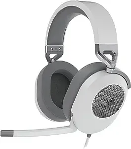 Corsair HS65 Surround Gaming-Headset (Kunstleder-Memory-Schaum-Ohrpolster, Dolby Audio 7.1 Surround Sound auf PC und Mac, SonarWorks SoundID-Technologie, Multi-Plattform-Kompatibilität) Weiß