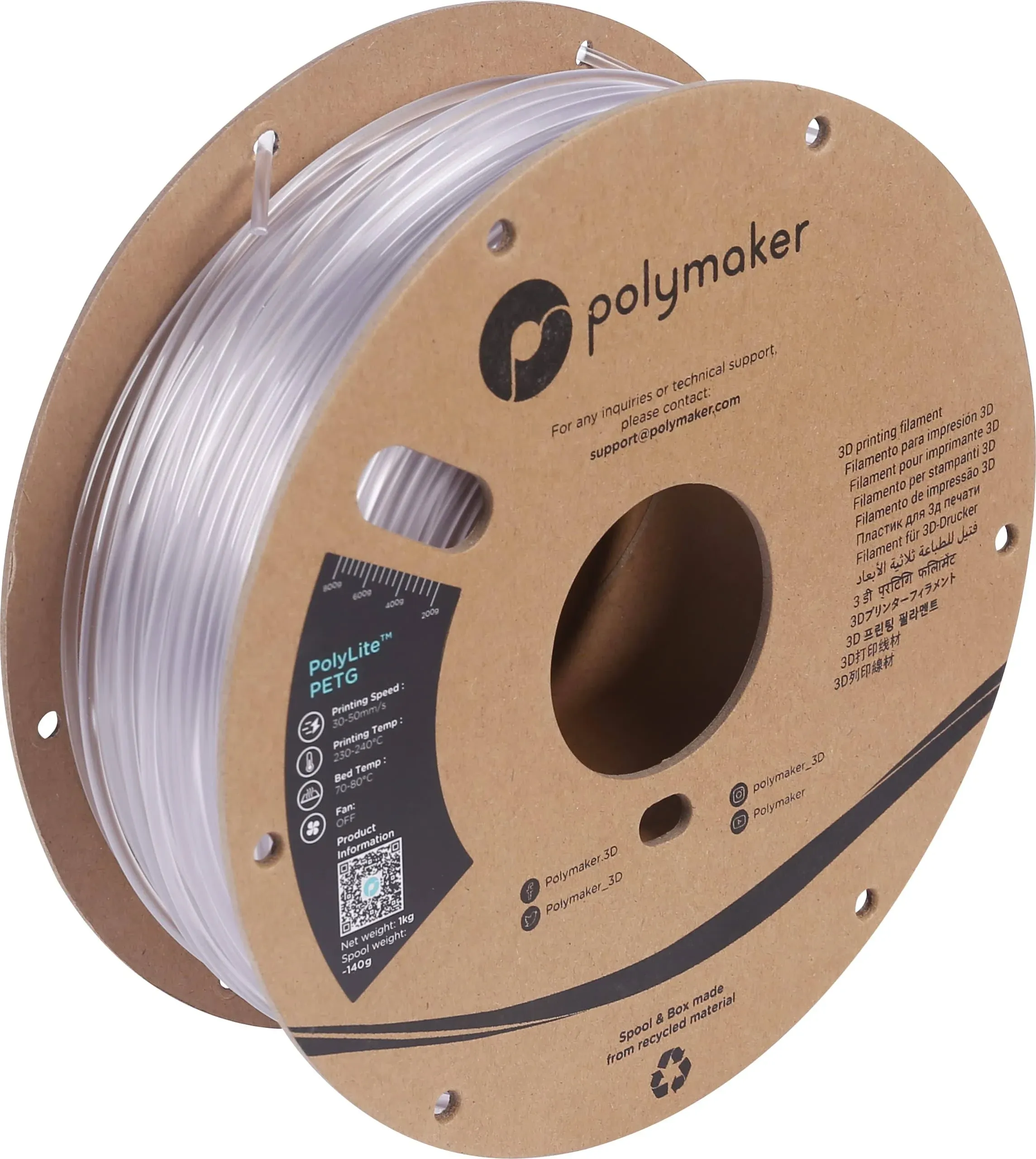 Polymaker PolyLite PETG Clear 1.75 mm 1kg