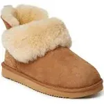 Fireside by Dearfoams Women's Perth Genuine Shearling Foldover Boot - Chestnut Size 8