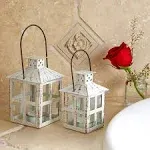 Kate Aspen Vintage White Distressed Lantern - Small