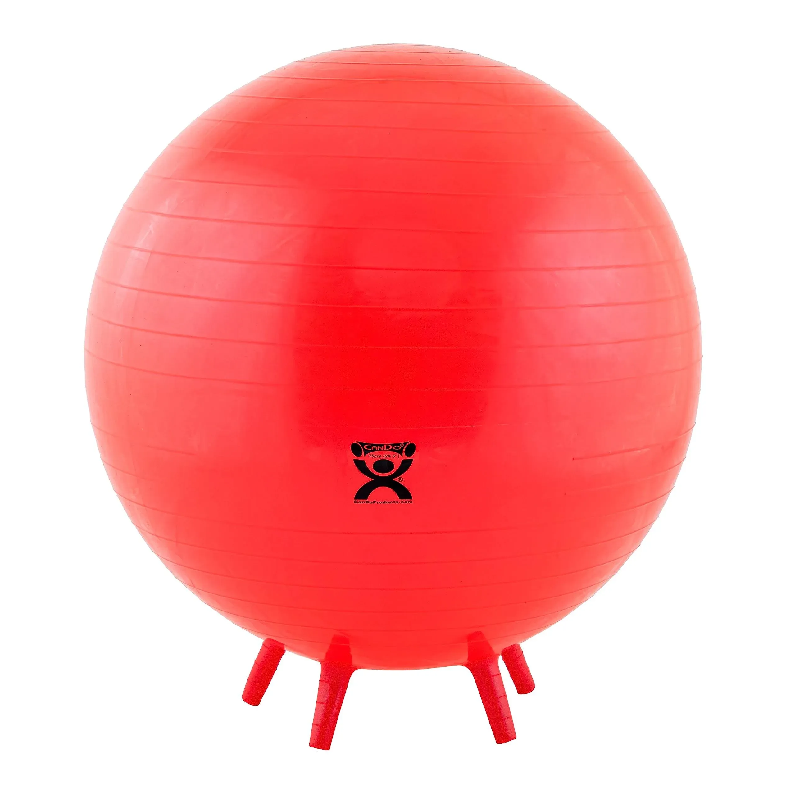 CanDo 30-1894 Non-Slip Inflatable Exercise Ball with Stability Feet for Exercise, Workout, Core Training, Stability, Yoga, Pilates, Balance Training in Gym, Office, Home, Classroom. Red, 30"