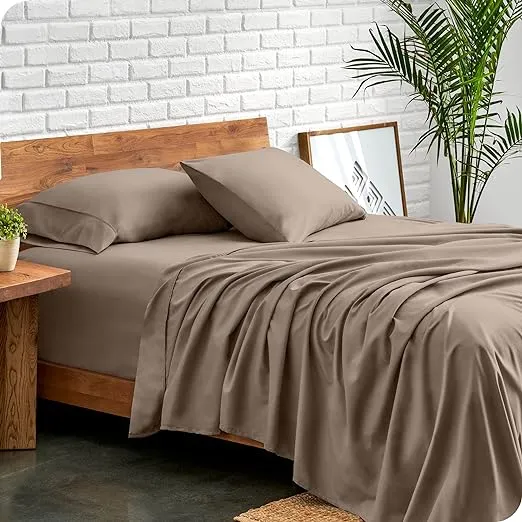 Bare Home California King Sheet Set - 1800 Ultra-Soft Microfiber Cal King Bed Sheets - Double Brushed - Deep Pockets - Easy Fit - 4 Piece Set - Bed Sheets (California King, Taupe)