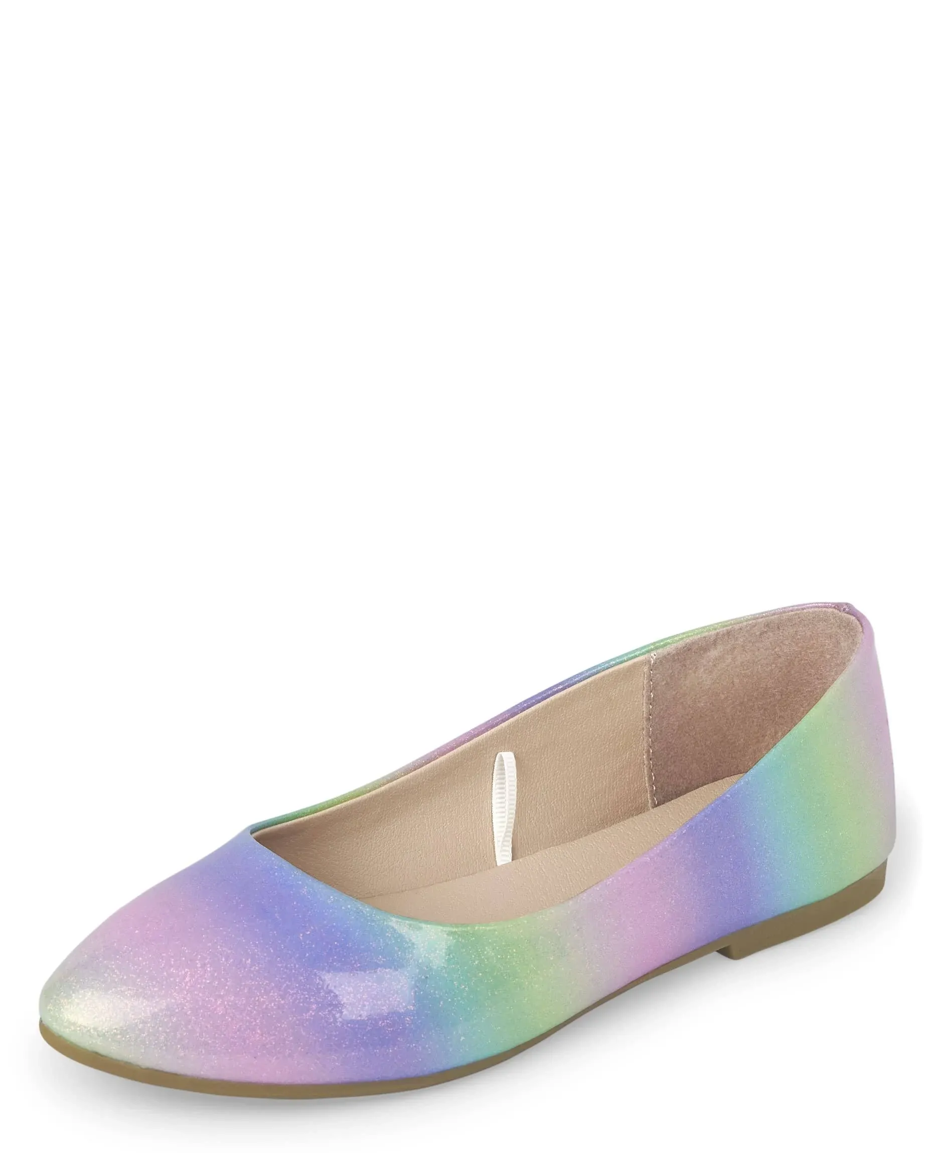 The Children's Place Girls Glitter Rainbow Ballet Flats