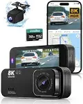 Dash Camera for Cars, 8K Full UHD Dash Cam Front and Rear Inside with App,Car Camera with Free 32GB SD Card,Built-In Wi-Fi GPS,3.16”IPS Screen,170