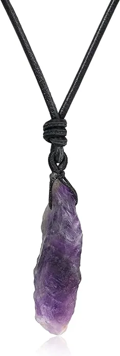 Raw Crystal Quartz Pendant Leather Cord