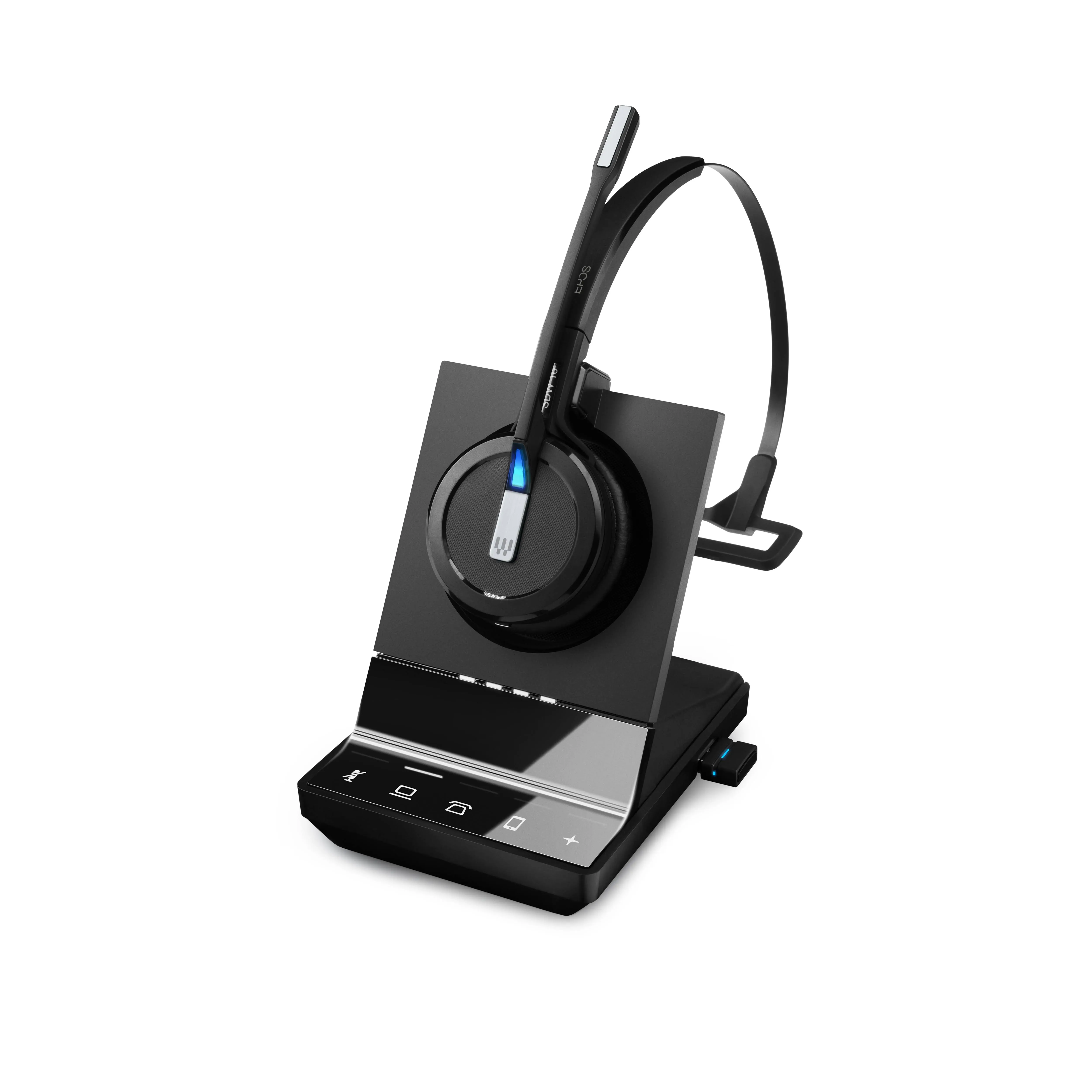 Sennheiser SDW 5016 (507016) Single-Sided Wireless DECT Headset for Desk Phone Softphone/PC& Mobile Phone Connection Dual Microphone Ultra Noise-Canceling, Black, 3 inches