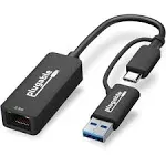 Plugable 2.5G USB C and USB to Ethernet Adapter, 2-in-1 Adapter Compatible with USB-C Thunderbolt 3 or USB 3.0, USB-C to RJ45 2.5 Gigabit LAN Ethernet, Compatible with Mac and Windows