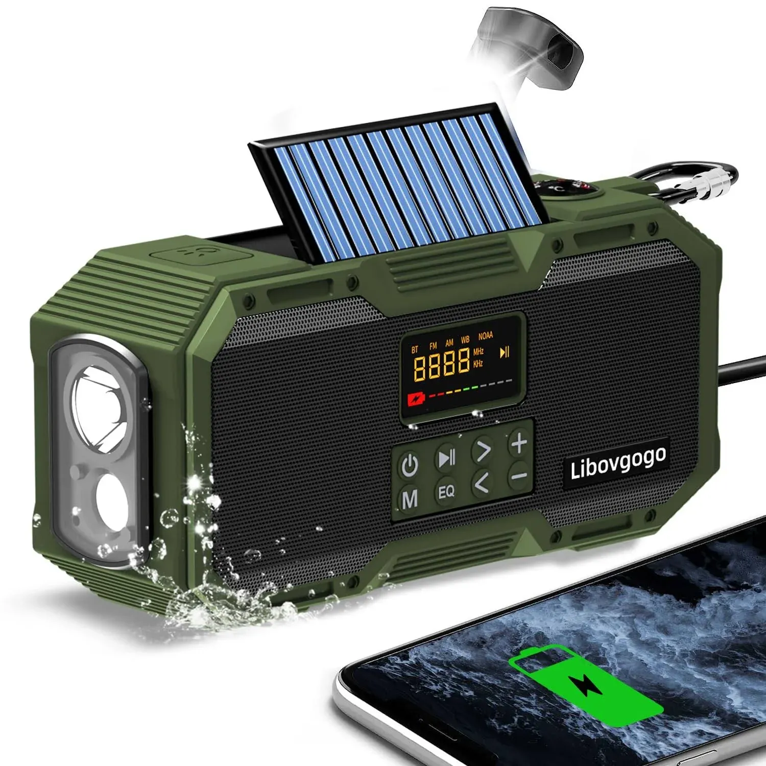 Emergency Radio 10w Ipx5 Waterproof Bluetooth Speakerportabl<wbr/>e Digital Am Fm Radi