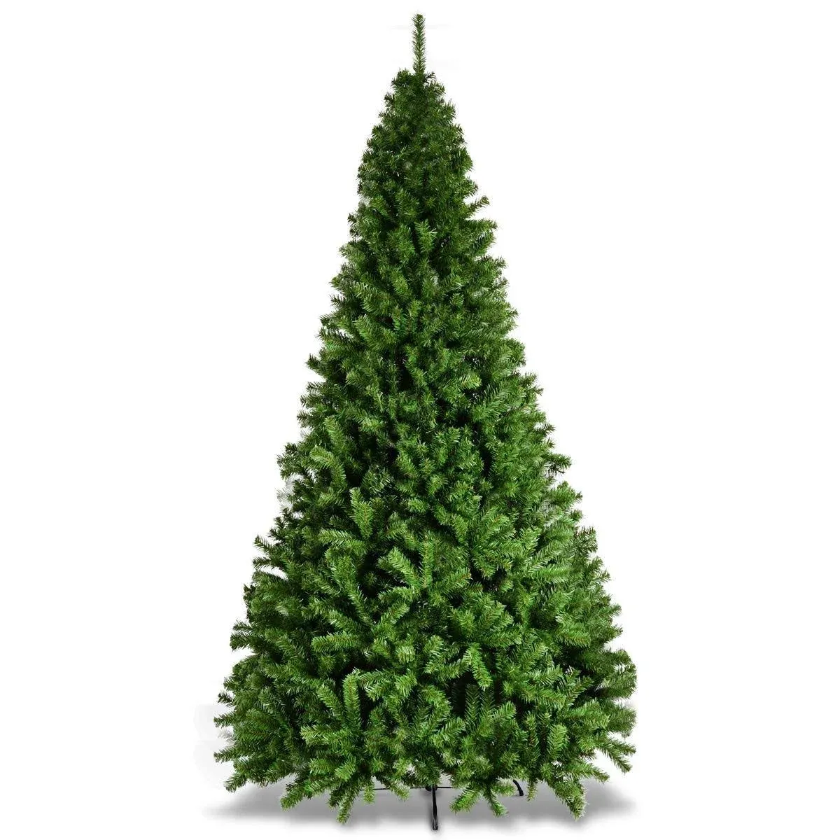 Classic Unlit Artificial Christmas, Premium Hinged Spruce Full Tree with Solid Metal Stand (9FT), Green, Christmas Tree