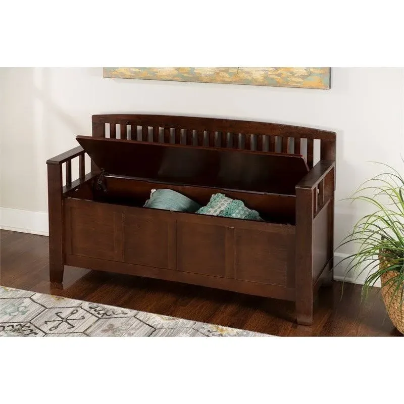 Riverbay Furniture Storage Bench in Walnut, Brown