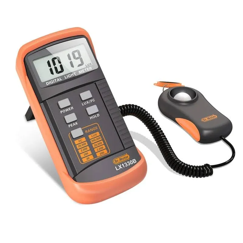 Dr.meter LX1330B Digital Illuminance Light Meter, 0-200,000 Measurement Range Lux Meter