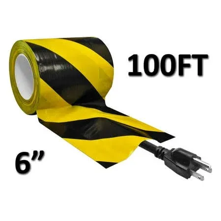 Floor Channel Tape 6" x 100ft Roll- Black/Yellow