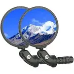 BriskMore 2PCS Bike Mirrors,Bike Bar End Mirror, HD Glass Convex Lens Bicycle Rearview Mirror, Safe Cycling Rearview Mirror