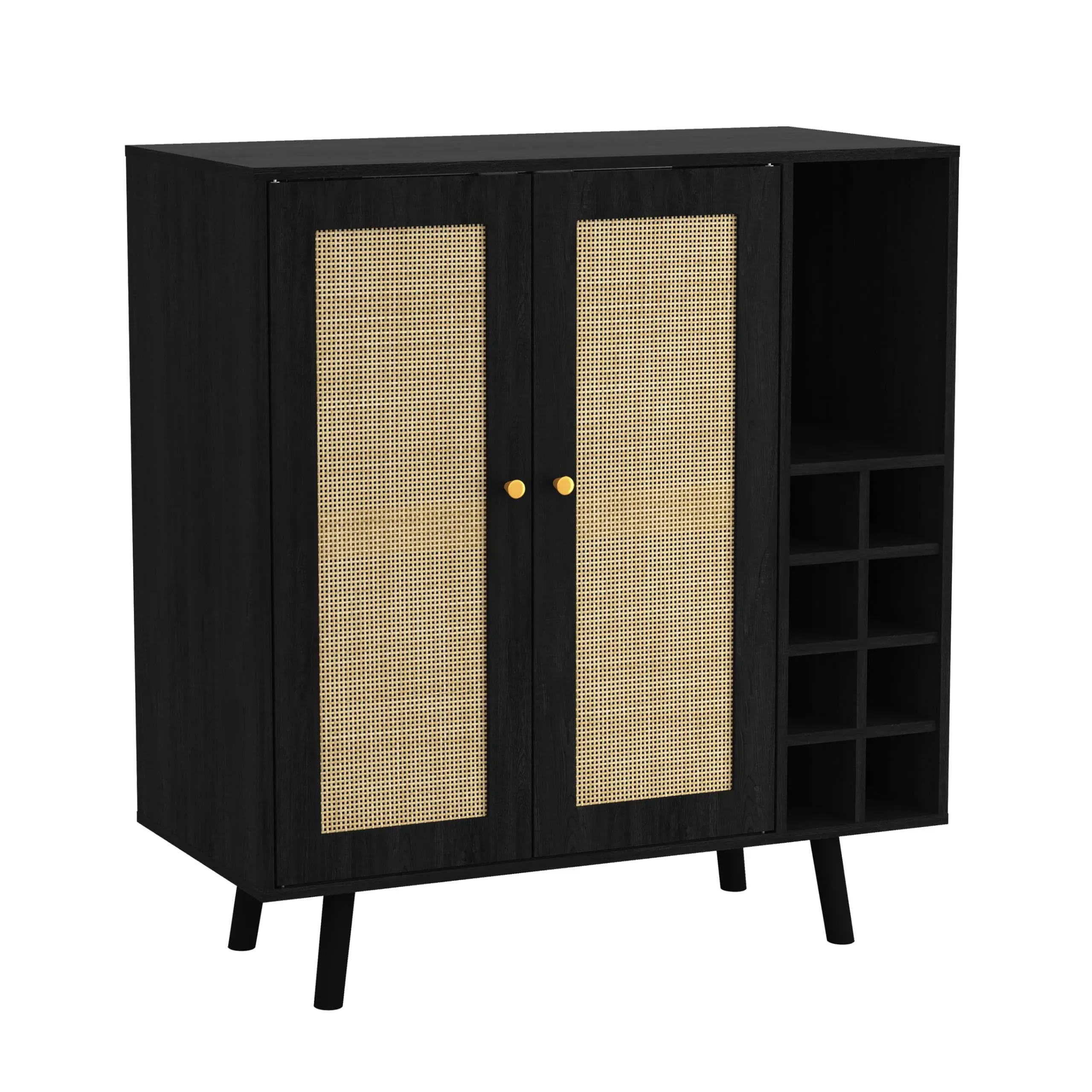 Loft & Luv Coda Accent Wine Cabinet, Coffee Bar Cabinet with 2 Door and shelf, Wine Storage Rack, Sideboard. Ebony