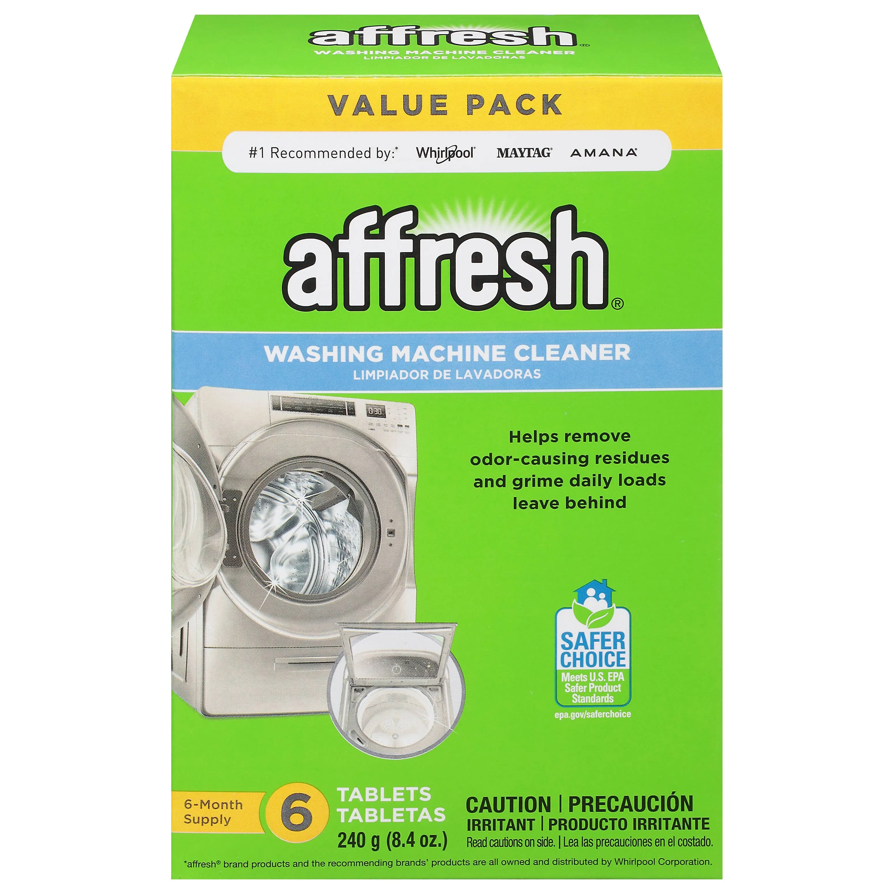 Whirlpool Affresh Washer Machine Cleaner, Tablets - 6 count, 8.4 oz box