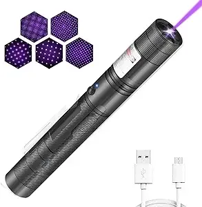 YEHUOT Long Range Tactical Blue Purple Laser Beam Flashligh with USB 