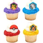 DecoPac 24 Pokemon Pikachu Pokeball Cupcake Rings Toppers