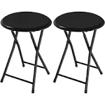 Lavish Home 18-Inch Folding Bar Stool – Heavy-Duty Padded Portable Stool with 300-Pound Capacity for Dorm, Recreation Room or Game Room (Black) Set of 2