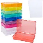 Rainbow Photo Storage Boxes for 4x6 Inch Pictures with 20 Blank Labels 10 Pack