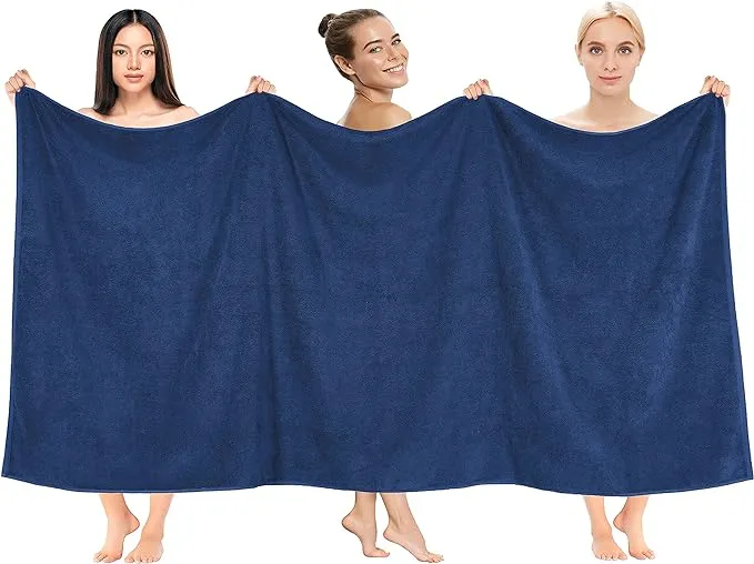 American Soft Linen Bekos Premium 100% Turkish Cotton 6-Piece Bath Towel Set - Navy Blue