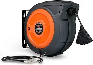 "Enclosed Extension Cord Reel - 16AWG, 50' Ft Cord Length"