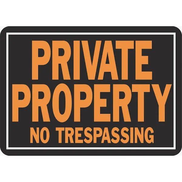 Private Property No Trespassing Aluminum Sign 9.25&#034; X 14&#034; Orange/Black, 1 Piece