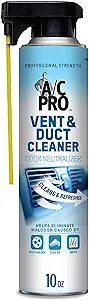 InterDynamics Certified A/C Pro Vent and Duct Cleaner, Professional Strength Odor Eliminator for Cars, Truck, HVAC, 10 Oz