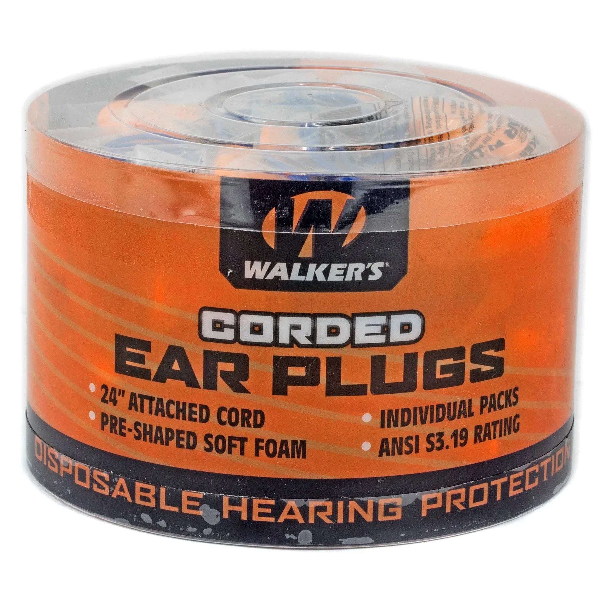 Walkers Corded Foam Ear Plugs, 50 Pk