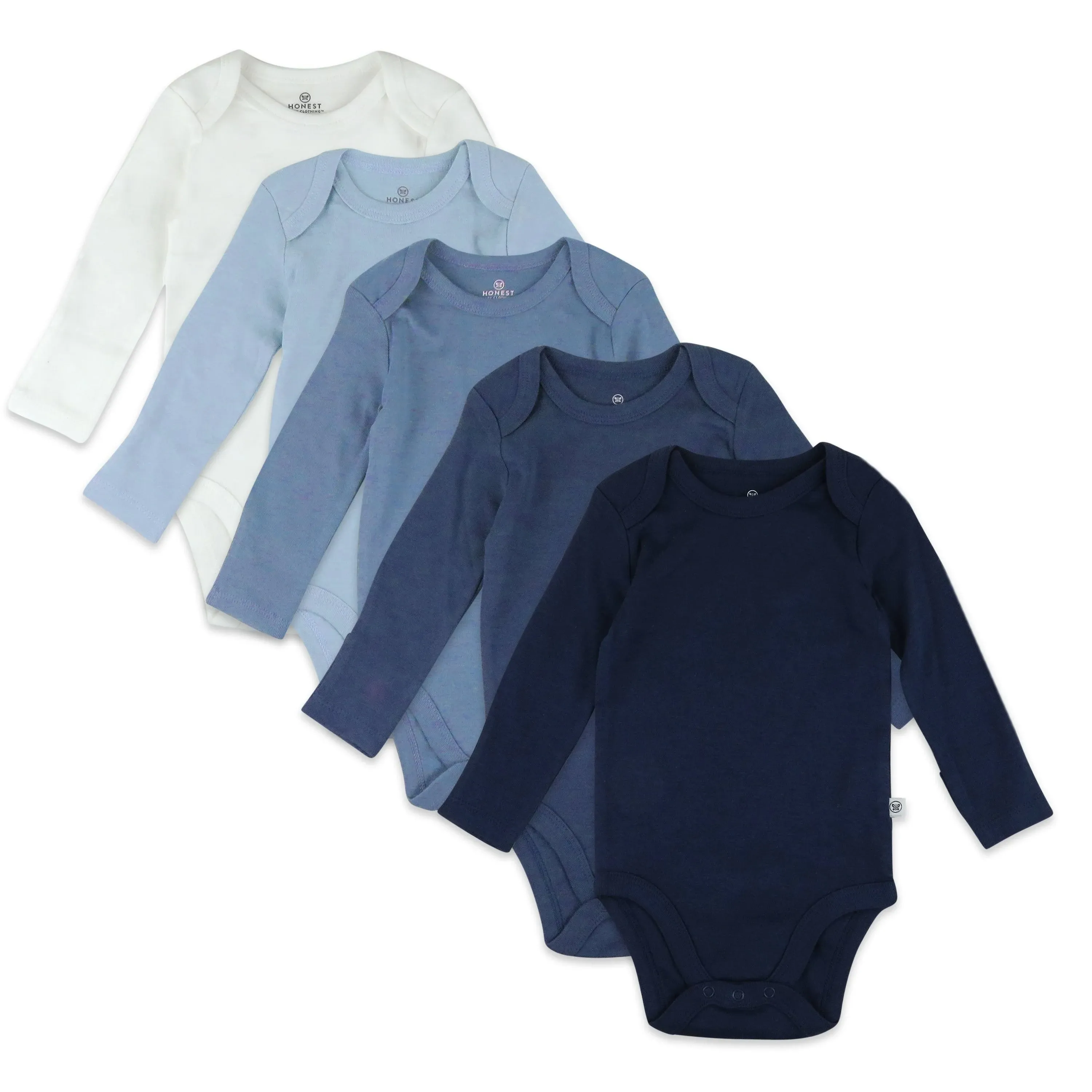 5-Pack Organic Cotton Long Sleeve Bodysuits Ombre Blues / 6-9M