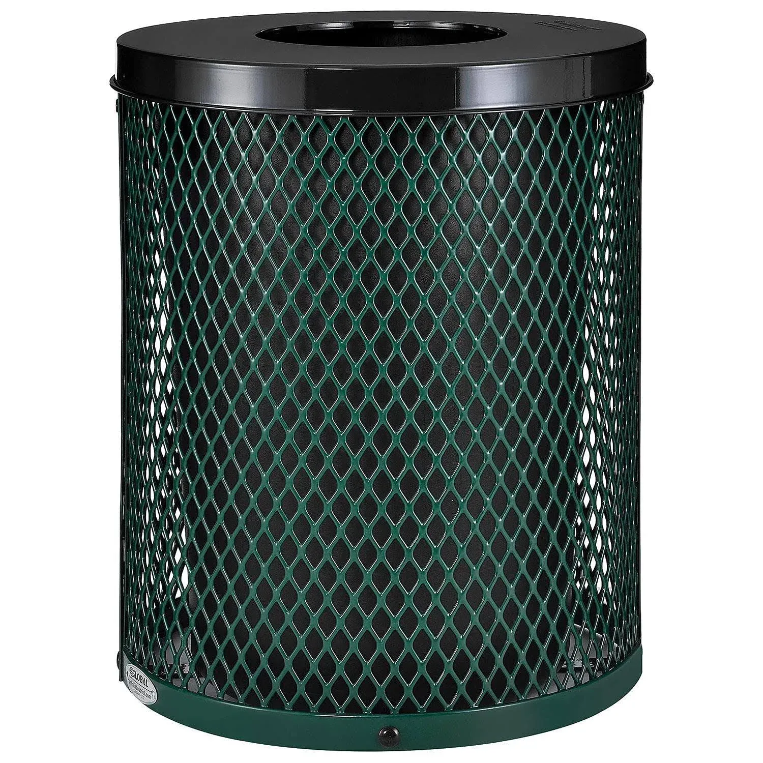 Global Industrial Thermoplastic Coated Mesh Receptacle w/Flat Lid, 36 Gallon, Green