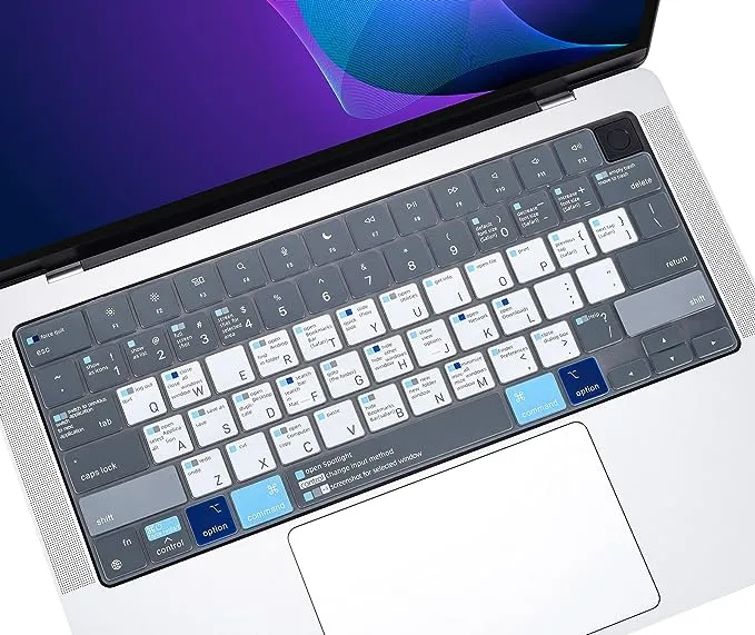 CASEDAO Keyboard Cover with Mac Os Shortcut Hot Keys for Apple MacBook Pro 14 inch A2442 A2779 A2918 2021 2023/Pro 16 inch A2991 A2780 A2485 M3 M2 Pro