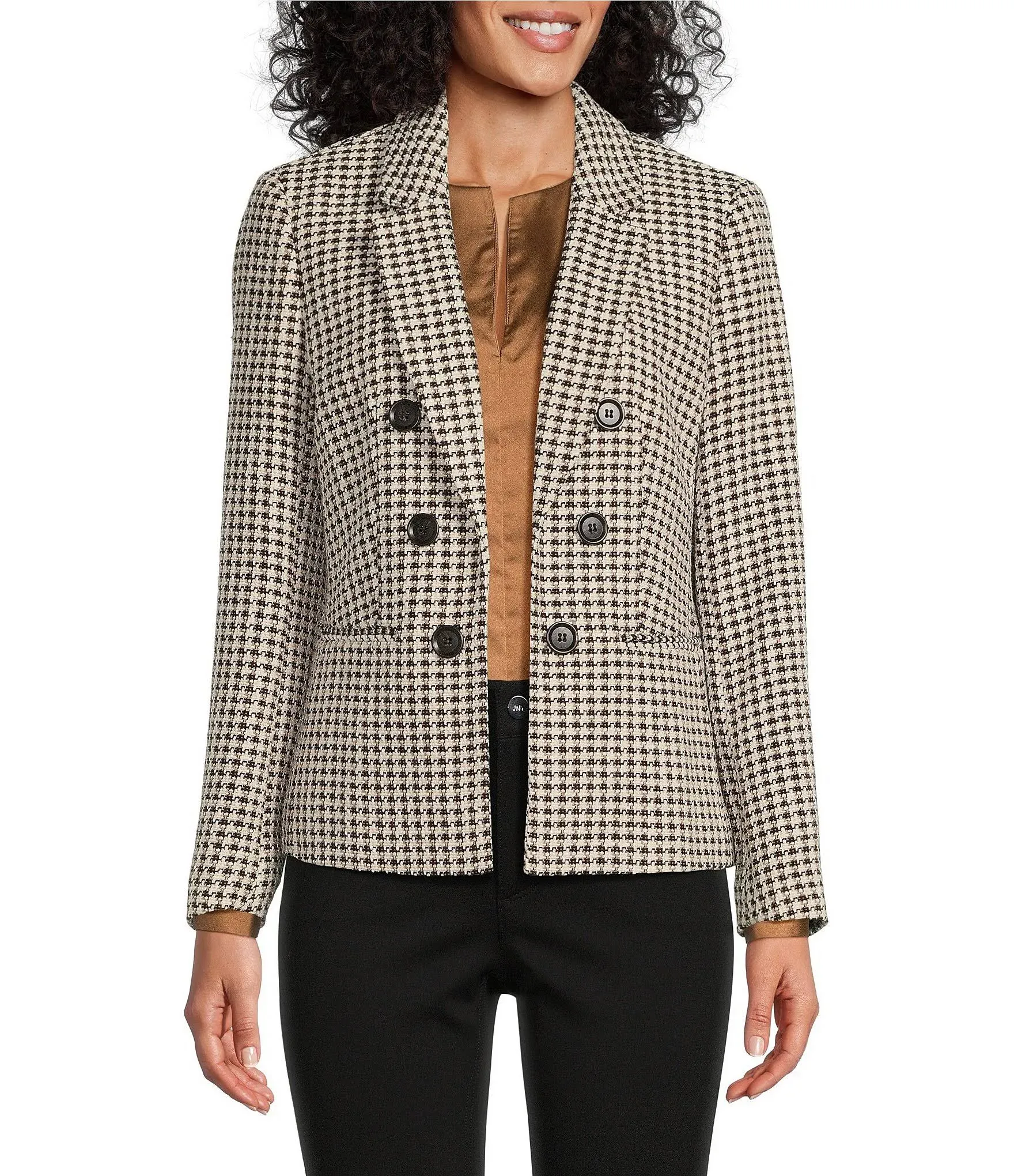 Jones New York Tweed Faux Double Breasted Jacket