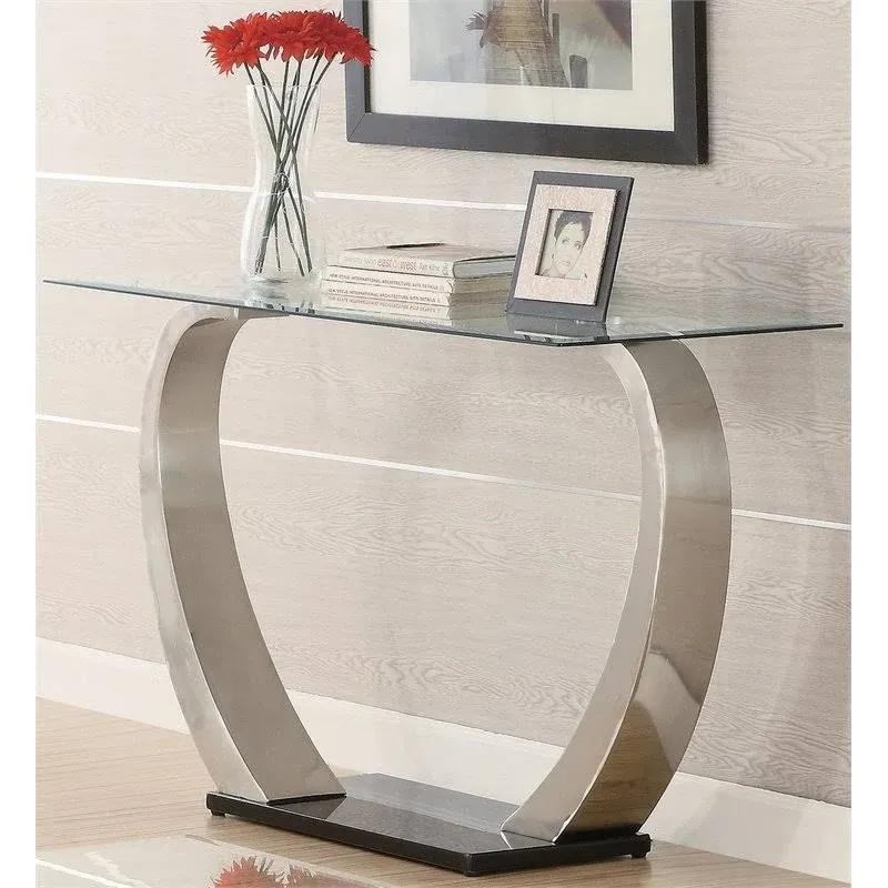 Bowery Hill Contemporary Glass Top Accent Console Table in Silver - Contemporary - Console Tables - by Homesquare | Houzz