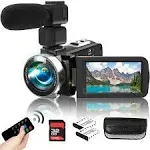 Heegomn Video Camera Camcorder with Microphone HD 2.7K Video Recorder Camera ...