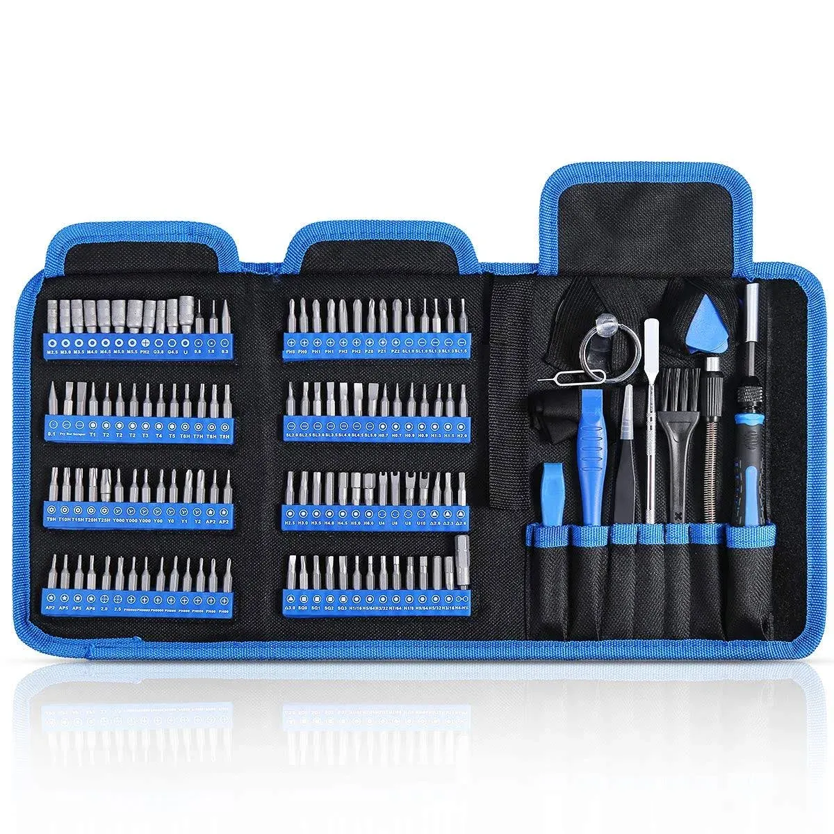 ORIA Precision Screwdriver Set, 126-in-1 Screwdriver Set with 112 Bits, Professional Repair Tool Kit for Mobile Phones Smartphones Laptop Electronic Devices(Blue Black)