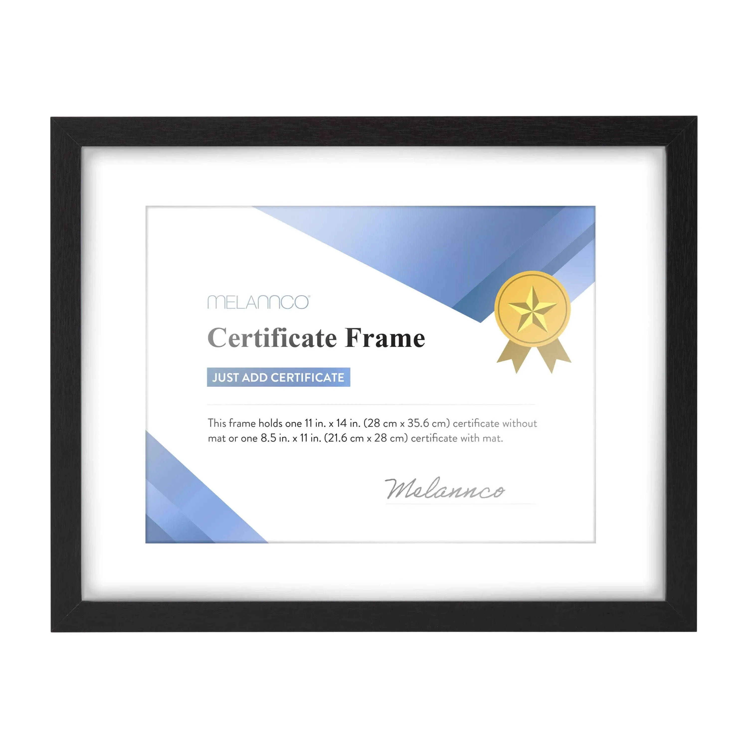 Melannco Set of 2 15x12 Black Matted Wood Certificate Frame- Each Frame Displays ...